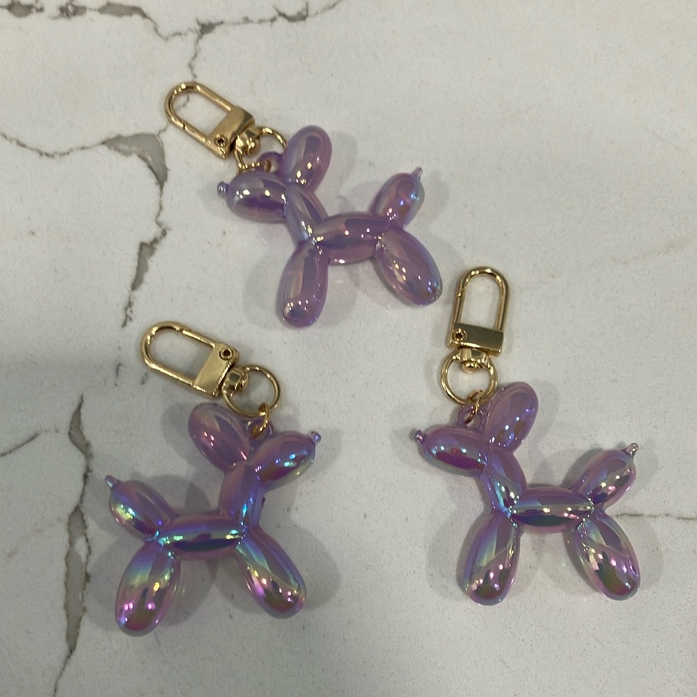 Purple Balloon Dog Keychain Set